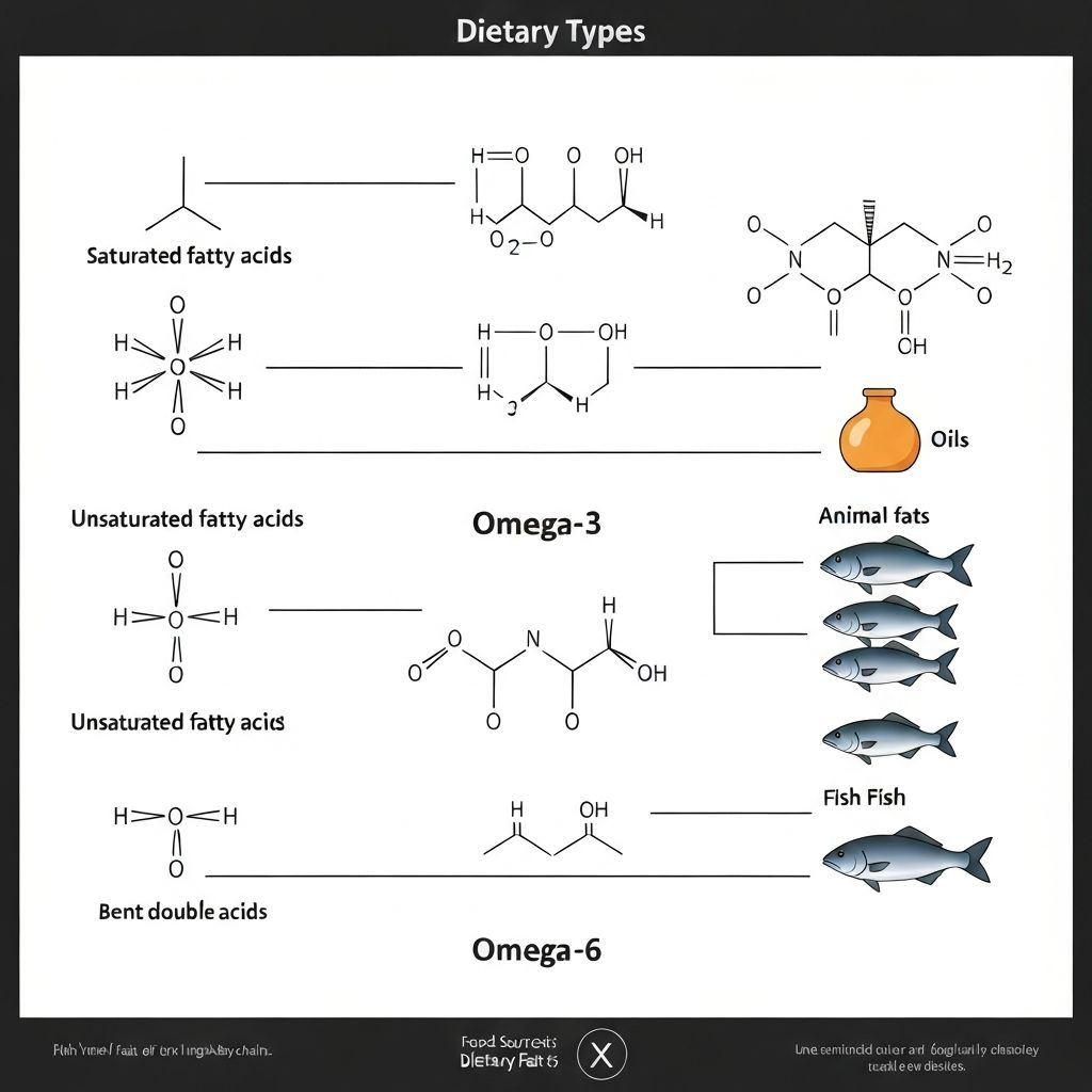 Various dietary fats sources and molecular structures